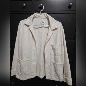 Zara Women's Cream Colour Jacket. Size Small (Oversized Fit)
